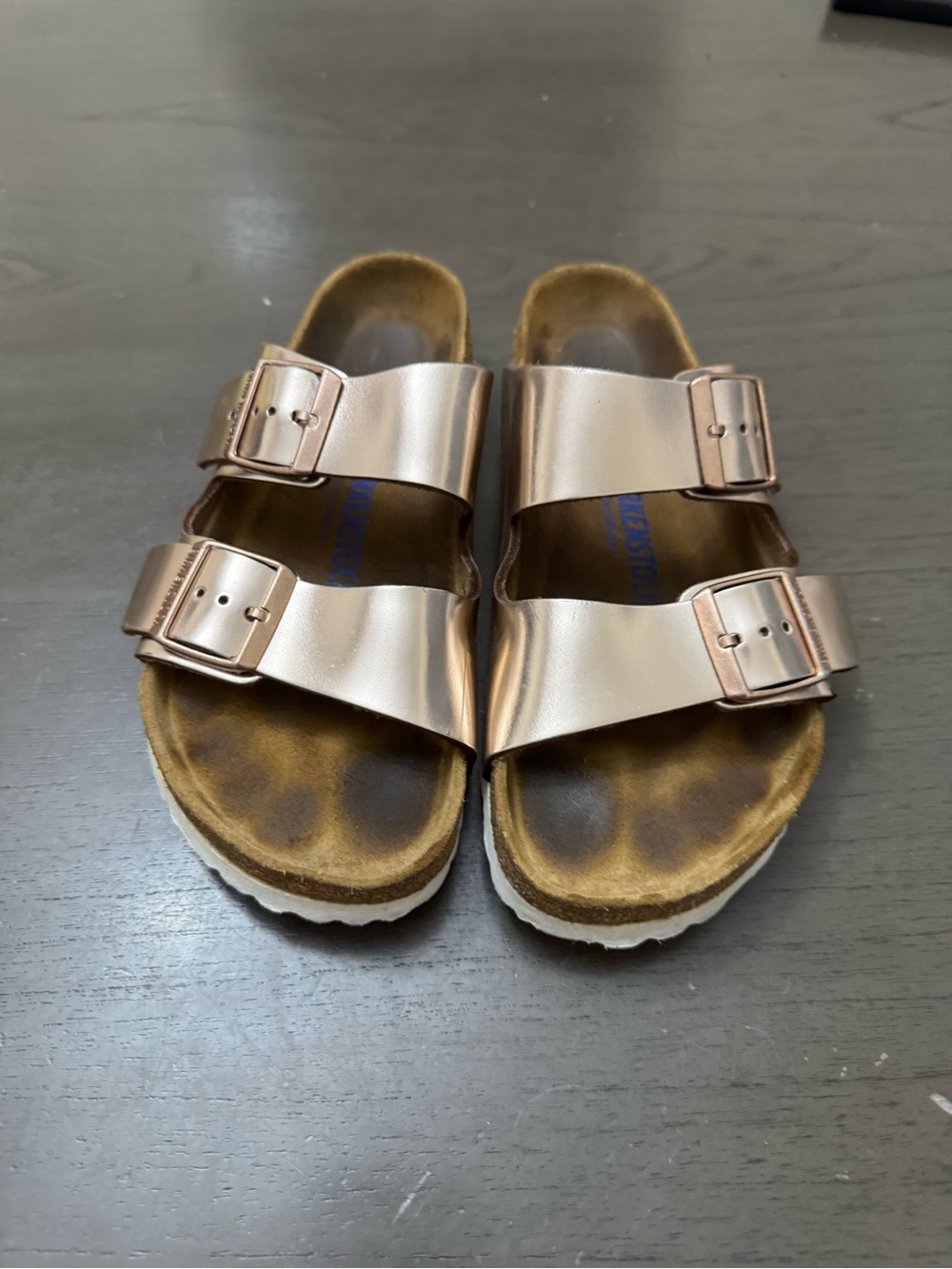 Birkenstock Arizona Sandal, rose gold, Size 38EU 7-7.5 US, Women’s